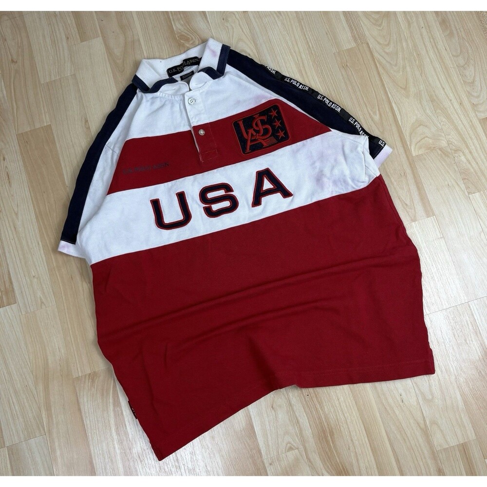 Vintage 90s Y2K US Polo Assn.  Embroidered Polo Shirt / USA / Size Medium